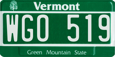VT license plate WGO519