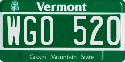 VT license plate WGO520