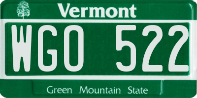 VT license plate WGO522