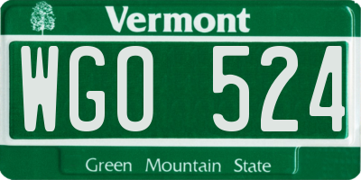 VT license plate WGO524