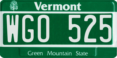 VT license plate WGO525