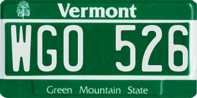VT license plate WGO526
