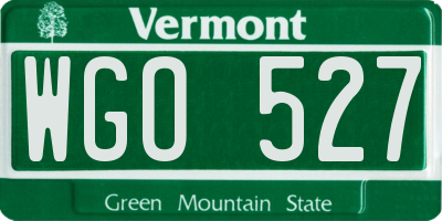 VT license plate WGO527
