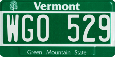 VT license plate WGO529