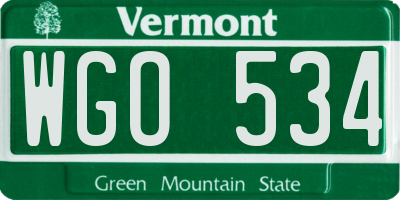 VT license plate WGO534