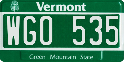 VT license plate WGO535