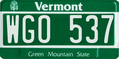 VT license plate WGO537