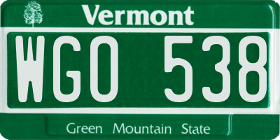 VT license plate WGO538