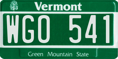 VT license plate WGO541