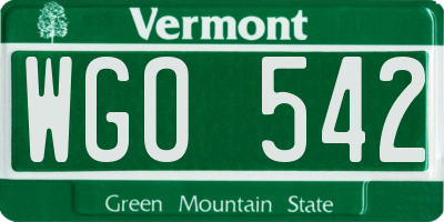 VT license plate WGO542
