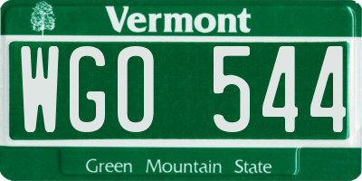 VT license plate WGO544