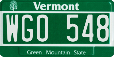 VT license plate WGO548