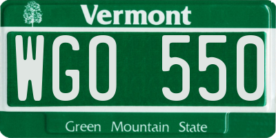 VT license plate WGO550