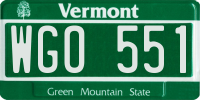 VT license plate WGO551