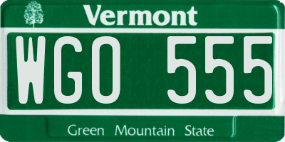 VT license plate WGO555