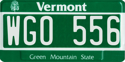 VT license plate WGO556
