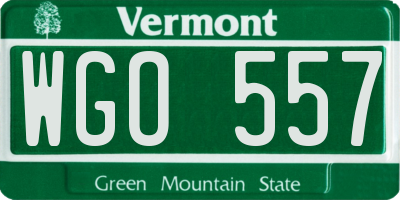 VT license plate WGO557