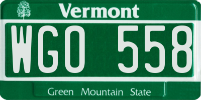 VT license plate WGO558