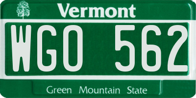VT license plate WGO562