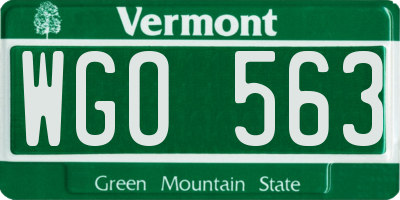 VT license plate WGO563
