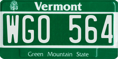 VT license plate WGO564
