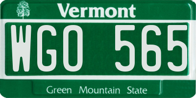 VT license plate WGO565