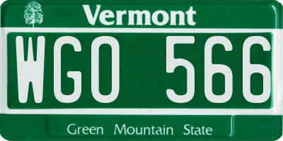 VT license plate WGO566