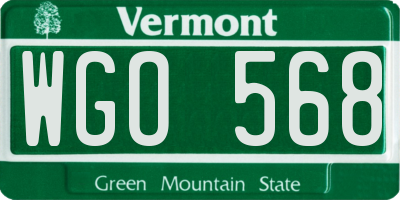 VT license plate WGO568