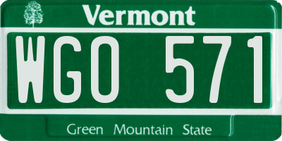 VT license plate WGO571