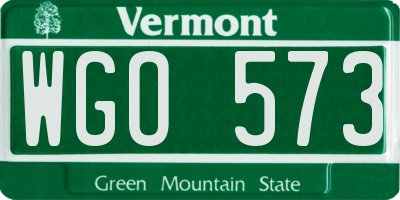 VT license plate WGO573