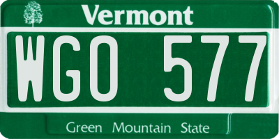 VT license plate WGO577