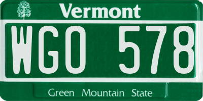 VT license plate WGO578