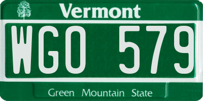 VT license plate WGO579