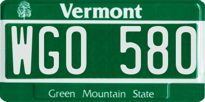 VT license plate WGO580