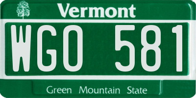 VT license plate WGO581