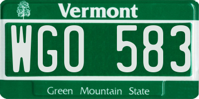 VT license plate WGO583