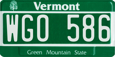 VT license plate WGO586