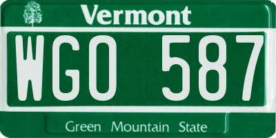 VT license plate WGO587