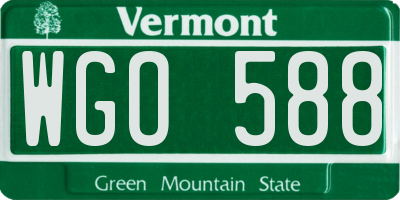VT license plate WGO588