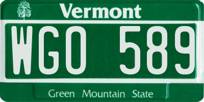 VT license plate WGO589