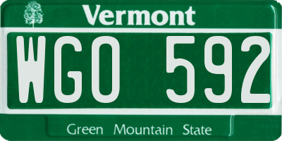 VT license plate WGO592