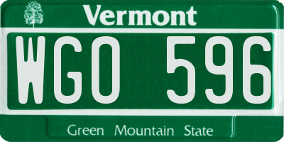 VT license plate WGO596
