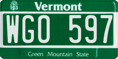 VT license plate WGO597