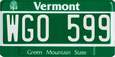 VT license plate WGO599