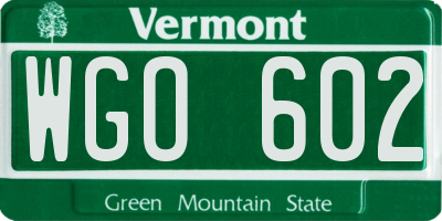 VT license plate WGO602