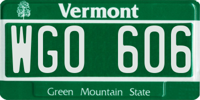 VT license plate WGO606