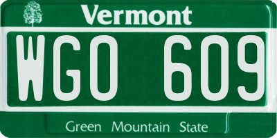 VT license plate WGO609