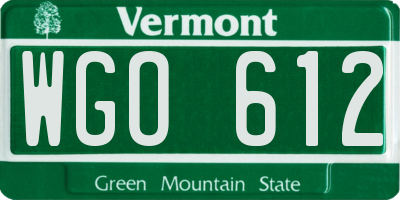 VT license plate WGO612