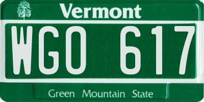 VT license plate WGO617