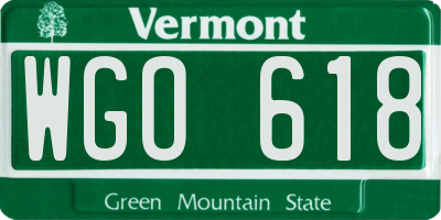 VT license plate WGO618